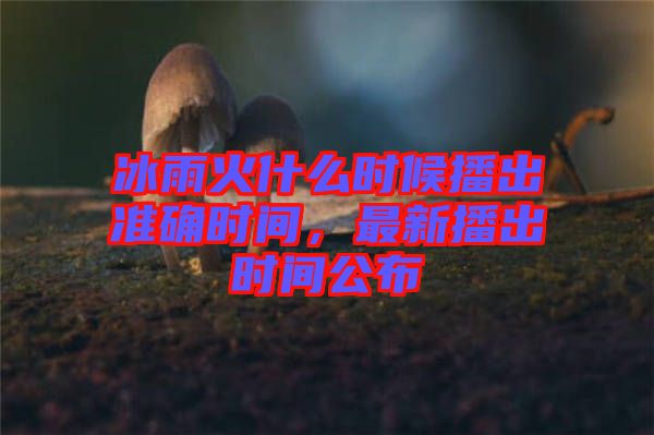 冰雨火什么時候播出準(zhǔn)確時間,最新播出時間公布