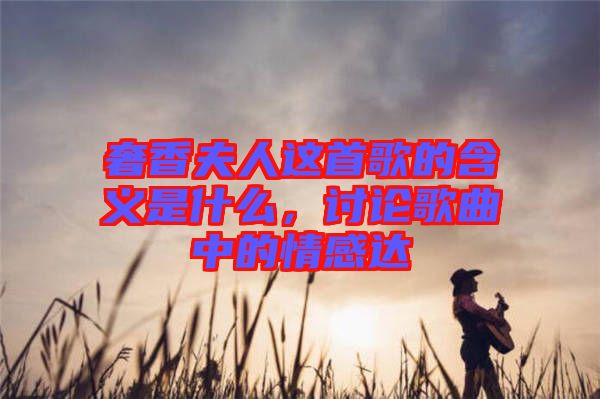 奢香夫人這首歌的含義是什么,討論歌曲中的情感達