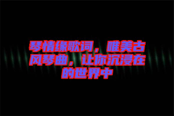 琴情緣歌詞，唯美古風琴曲，讓你沉浸在的世界中