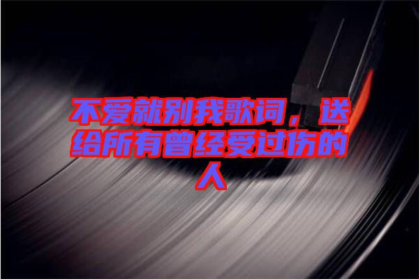 不愛就別我歌詞,送給所有曾經受過傷的人