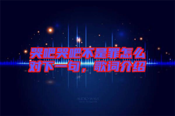 哭吧哭吧不是罪怎么對(duì)下一句,歌詞介紹