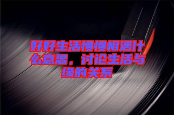 好好生活慢慢相遇什么意思,討論生活與緣的關系