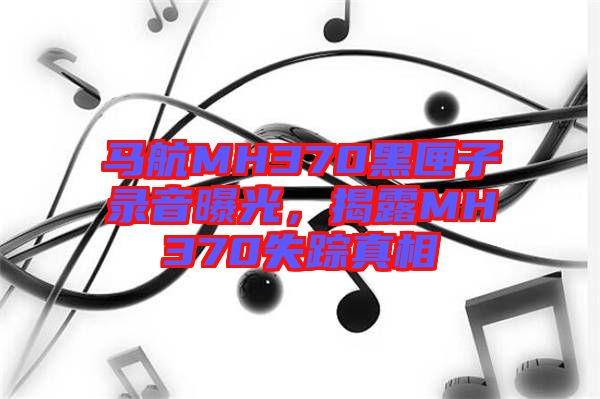 馬航MH370黑匣子錄音曝光,揭露MH370失蹤真相