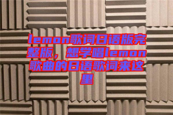 lemon歌詞日語版完整版，想學(xué)唱lemon歌曲的日語歌詞來這里