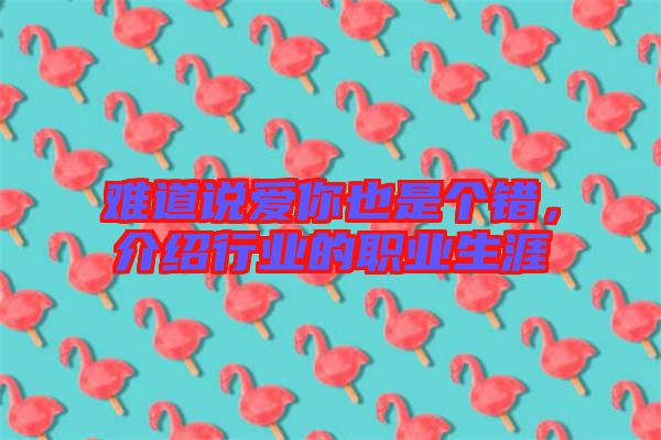 難道說愛你也是個錯,介紹行業的職業生涯