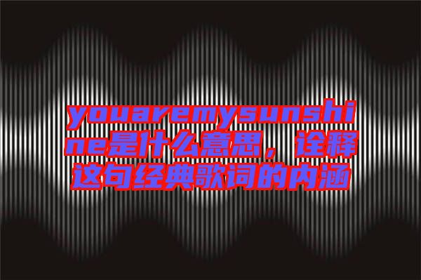 youaremysunshine是什么意思,詮釋這句經(jīng)典歌詞的內(nèi)涵