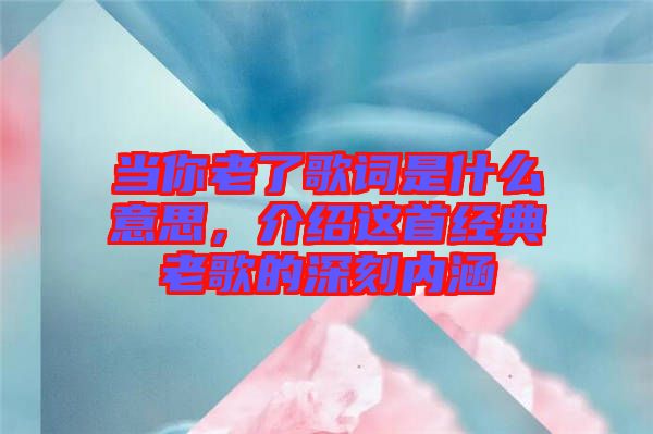 當你老了歌詞是什么意思,介紹這首經典老歌的深刻內涵