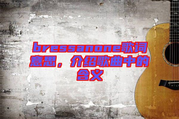 bressanone歌詞意思,介紹歌曲中的含義