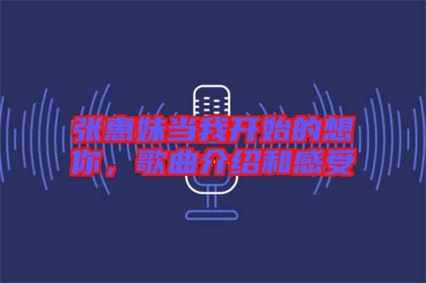 張惠妹當我開始的想你,歌曲介紹和感受