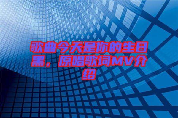 歌曲今天是你的生日黑，原唱歌詞MV介紹