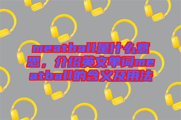 meatball是什么意思,介紹英文單詞meatball的含義及用法