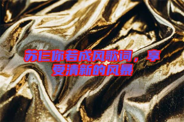 蘇仨你若成風歌詞，享受清新的風暴