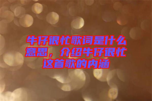 牛仔很忙歌詞是什么意思，介紹牛仔很忙這首歌的內涵