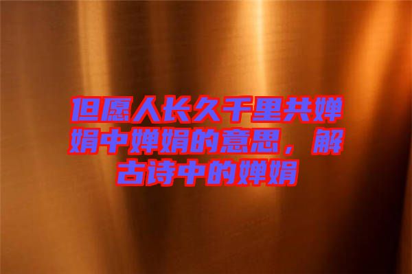 但愿人長久千里共嬋娟中嬋娟的意思，解古詩中的嬋娟