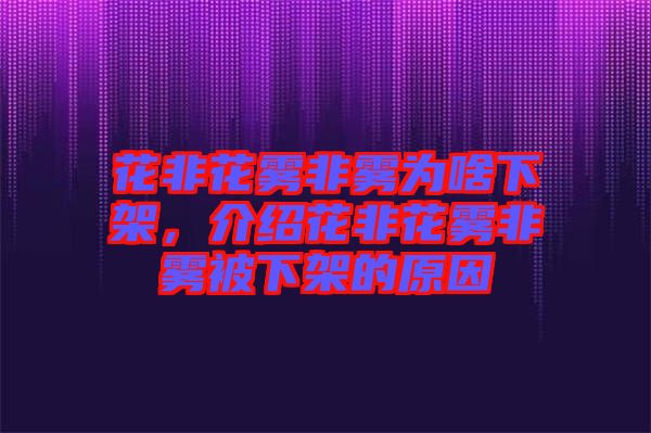 花非花霧非霧為啥下架,介紹花非花霧非霧被下架的原因