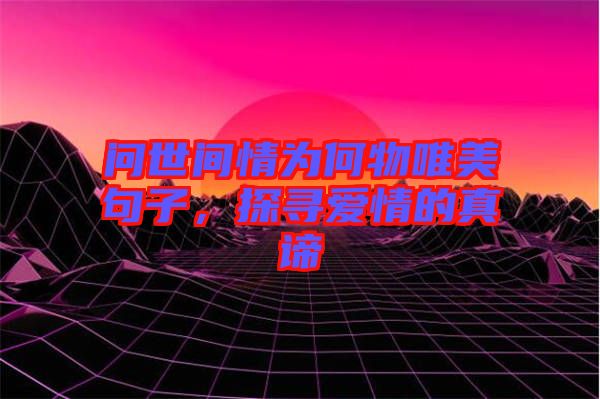 問世間情為何物唯美句子,探尋愛情的真諦