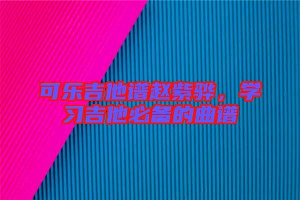 可樂吉他譜趙紫驊,學習吉他必備的曲譜