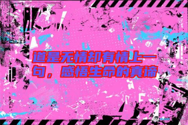 道是無情卻有情上一句,感悟生命的真諦
