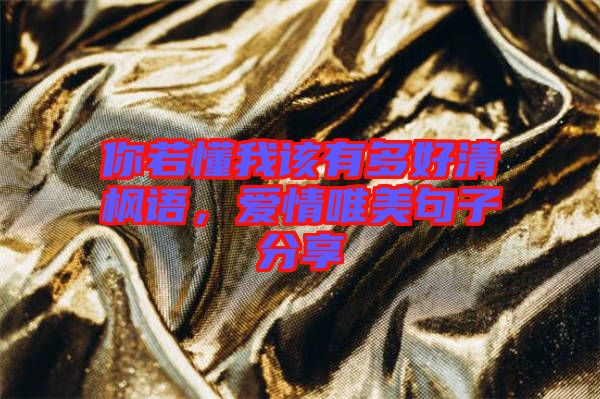 你若懂我該有多好清楓語，愛情唯美句子分享