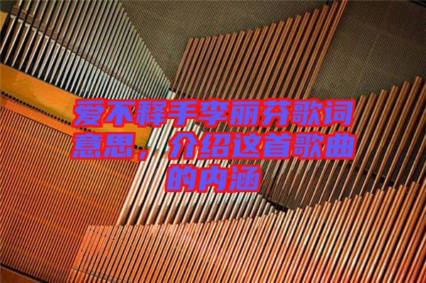 愛不釋手李麗芬歌詞意思,介紹這首歌曲的內涵