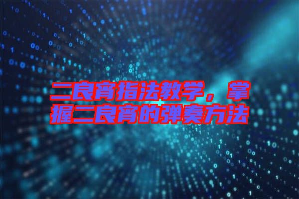 二良宵指法教學,掌握二良宵的彈奏方法