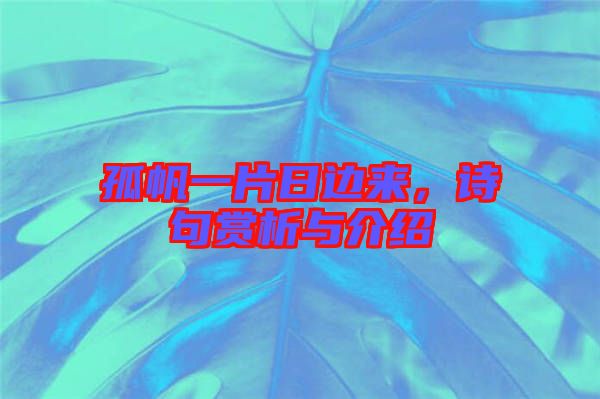 孤帆一片日邊來,詩句賞析與介紹