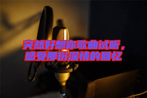 突然好想你歌曲試聽，感受那份深情的回憶