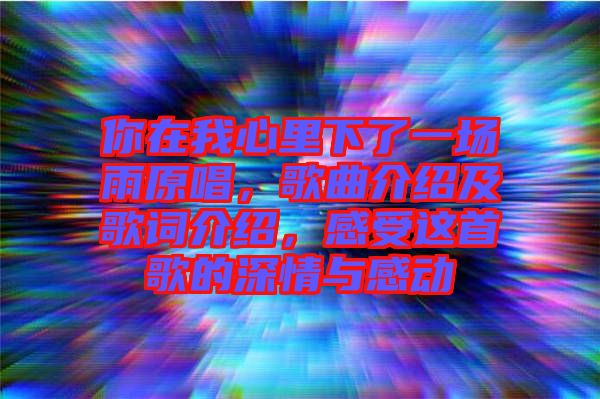 你在我心里下了一場雨原唱，歌曲介紹及歌詞介紹，感受這首歌的深情與感動