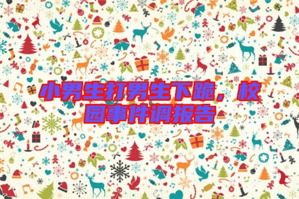 小男生打男生下跪,校園事件調(diào)報(bào)告
