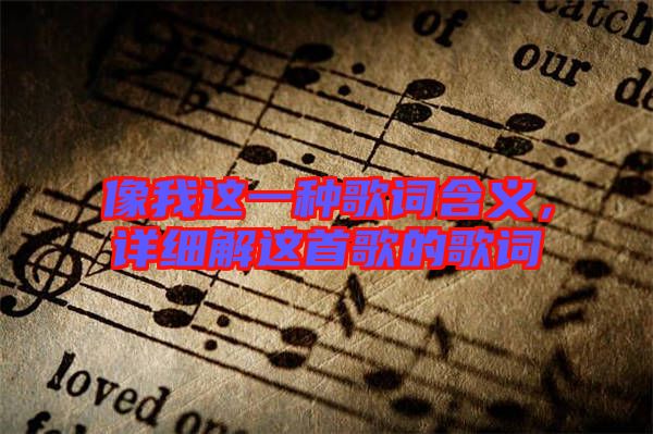 像我這一種歌詞含義,詳細(xì)解這首歌的歌詞