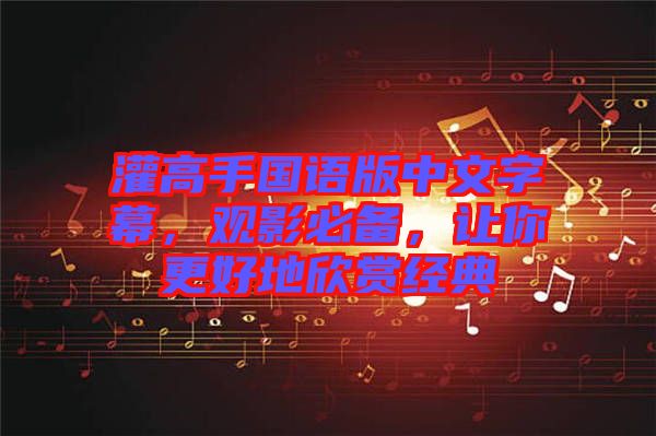 灌高手國語版中文字幕,觀影必備,讓你更好地欣賞經(jīng)典