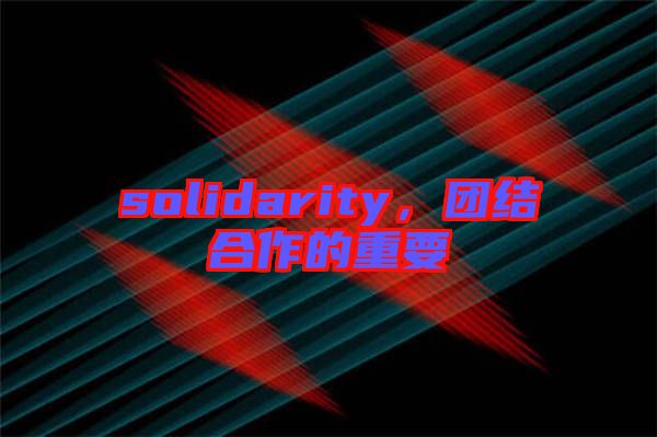 solidarity,團結合作的重要