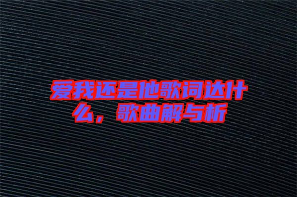 愛我還是他歌詞達(dá)什么,歌曲解與析