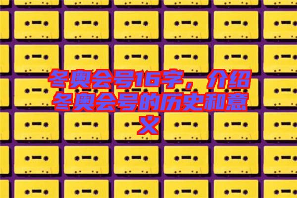 冬奧會號16字,介紹冬奧會號的歷史和意義