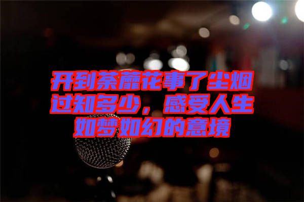 開到荼蘼花事了塵煙過知多少,感受人生如夢如幻的意境