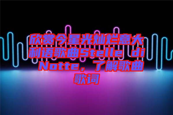 欣賞今星光燦爛意大利語歌曲Stelle di Notte，了解歌曲歌詞