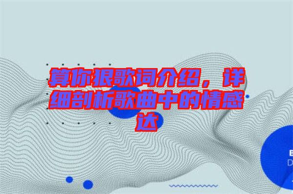 算你狠歌詞介紹,詳細剖析歌曲中的情感達