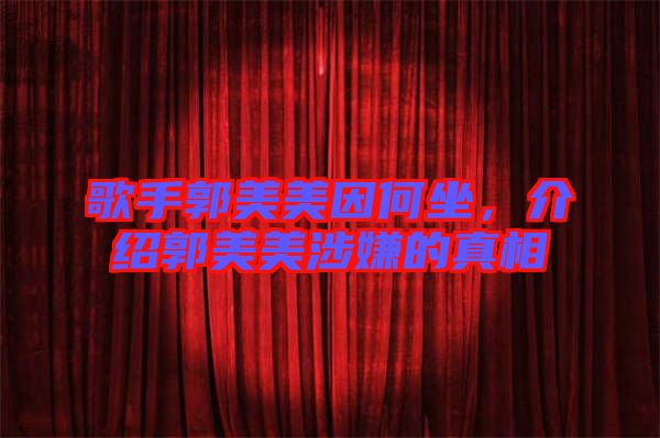 歌手郭美美因何坐,介紹郭美美涉嫌的真相