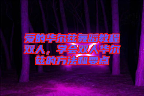 愛的華爾茲舞蹈教程雙人,學會雙人華爾茲的方法和要點