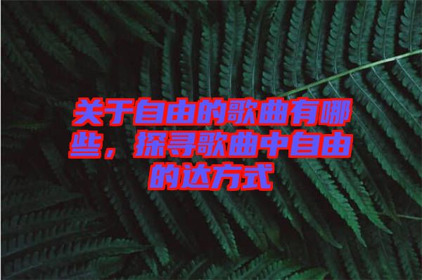 關于自由的歌曲有哪些,探尋歌曲中自由的達方式