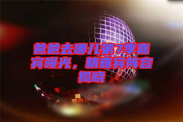 爸爸去哪兒第7季嘉賓曝光,精嘉賓陣容揭曉