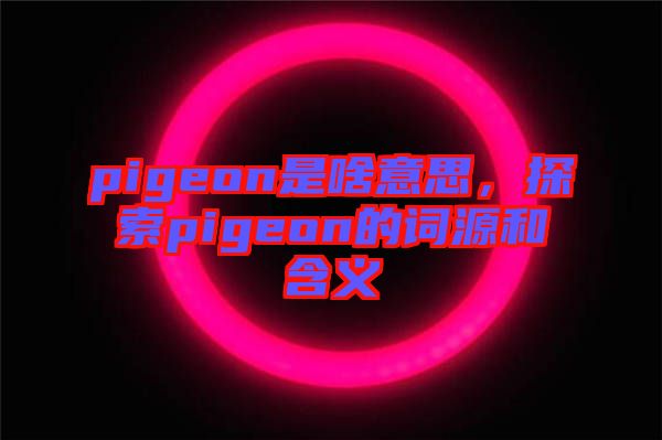pigeon是啥意思，探索pigeon的詞源和含義