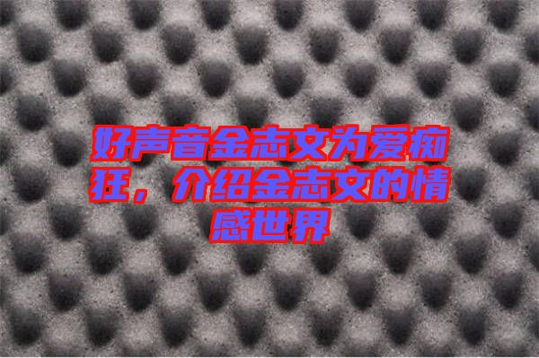 好聲音金志文為愛癡狂,介紹金志文的情感世界