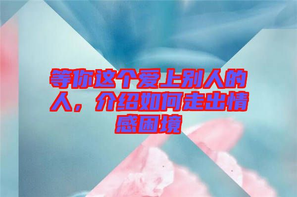 等你這個愛上別人的人,介紹如何走出情感困境
