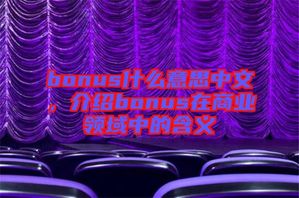 bonus什么意思中文,介紹bonus在商業(yè)領域中的含義