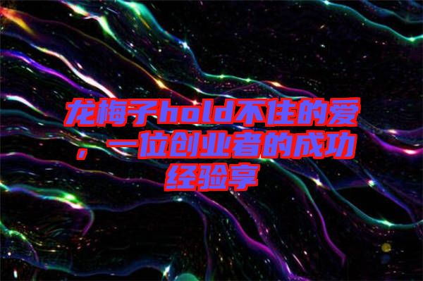 龍梅子hold不住的愛,一位創業者的成功經驗享
