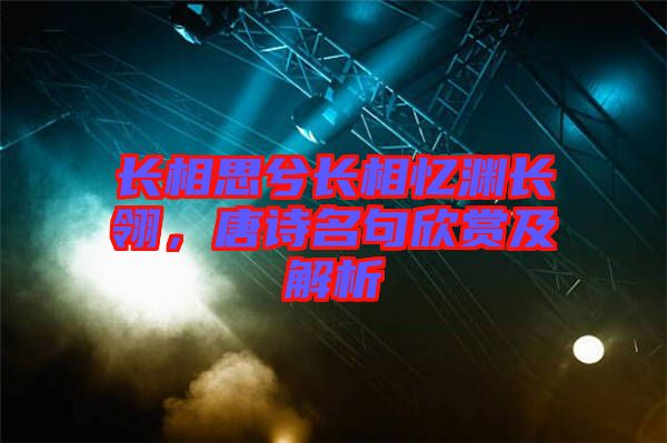長相思兮長相憶淵長翎,唐詩名句欣賞及解析