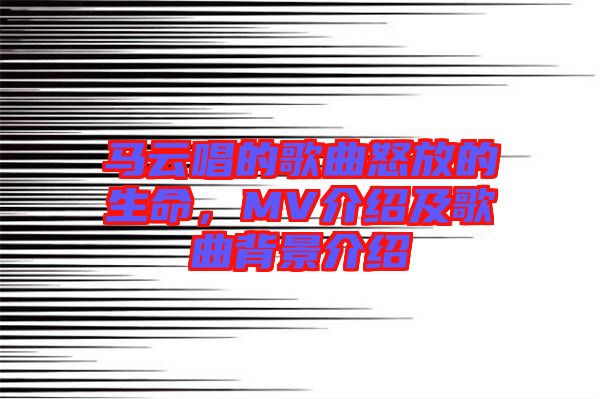 馬云唱的歌曲怒放的生命,MV介紹及歌曲背景介紹