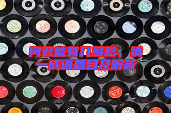 問君能有幾多愁，猜一成語題目及解答