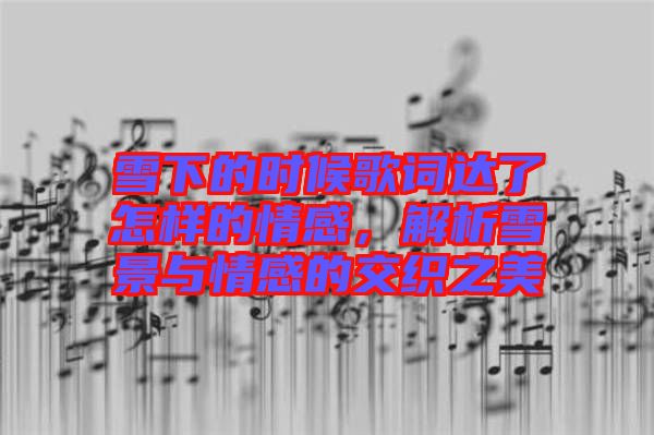 雪下的時候歌詞達了怎樣的情感，解析雪景與情感的交織之美